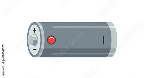 Fototapeta Battery with red button and plus minus signs.