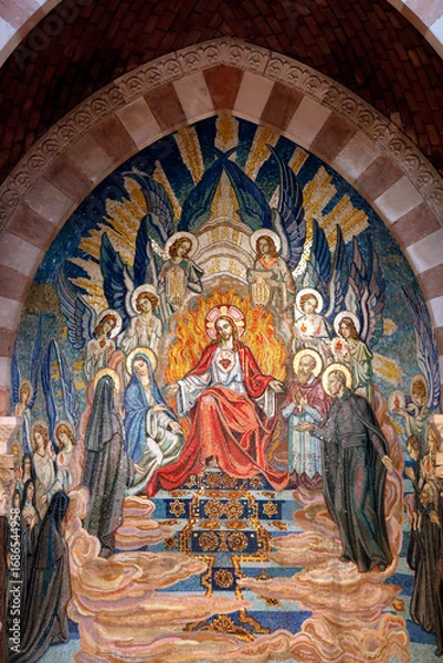 Fototapeta St Claude la Colombiere chapel. Jesus sacred heart mosaic.  Paray le Monial. France.