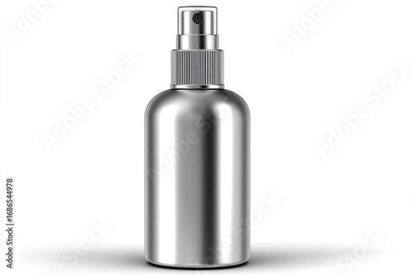 Obraz Silver metallic spray bottle on white background