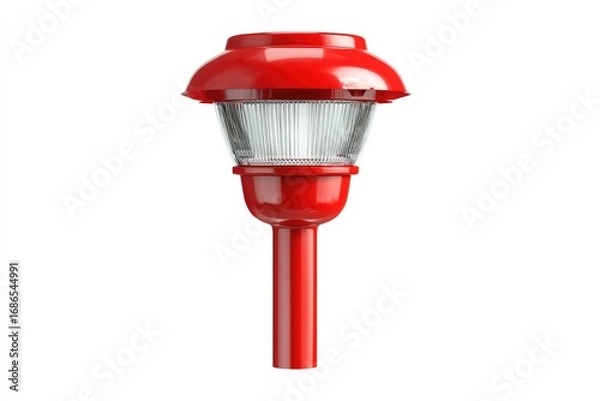Obraz Red post lamp with glass shade, isolated on white