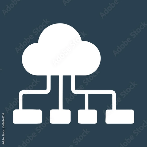 Obraz Minimalist Abstract Cloud Networking Background with Rectangular Nodes