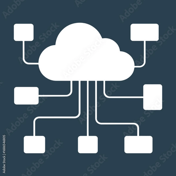 Obraz Minimalist Abstract Cloud Networking Background with Rectangular Nodes