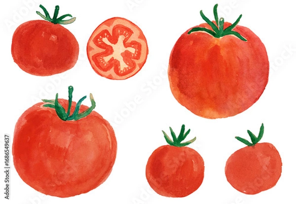 Obraz トマト　水彩画