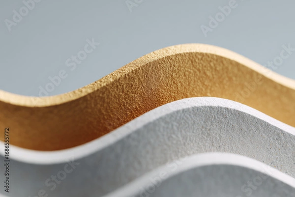 Obraz Abstract dimensional background with sculptural relief shapes, elegant geometric textures creating modern minimalist design with depth, light, and shadow for sophisticated decorative layout