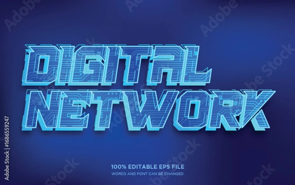 Fototapeta Digital Network futuristic editable text style effect	