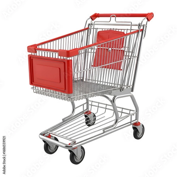 Fototapeta Shopping Cart with Transparent Background: 3D Model and Design Elements