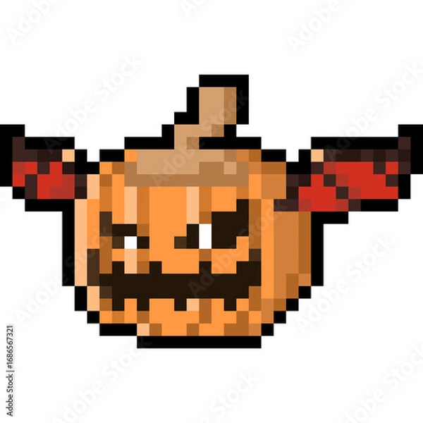 Obraz Cartoon Pixel Devil Pumpkin Character
