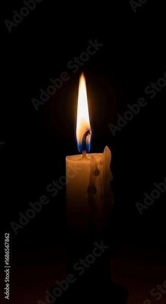 Obraz Single Candle Flame in Darkness.