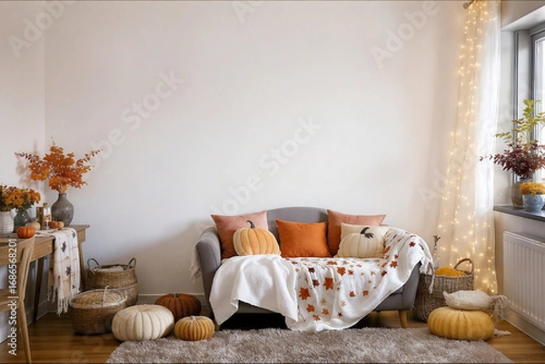 Fototapeta modern living room autumn