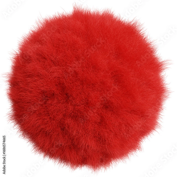 Fototapeta 3d render of Red fluffy fur sphere shape