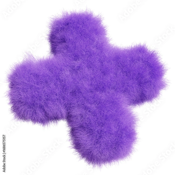 Fototapeta 3d render of purple fluffy fur plus shape