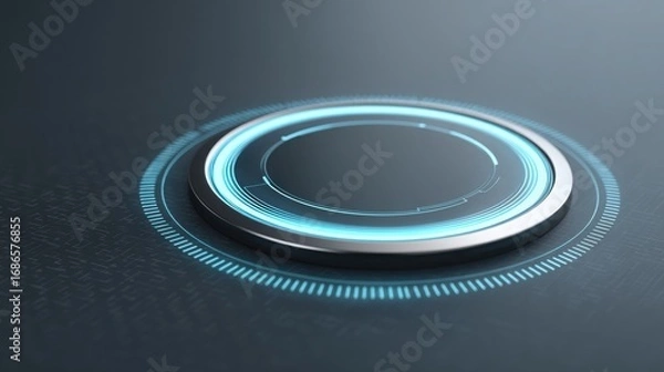 Fototapeta Futuristic circular interface design with glowing accents on a textured background.