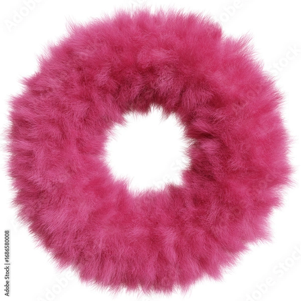 Fototapeta 3d render of pink fluffy fur donut shape