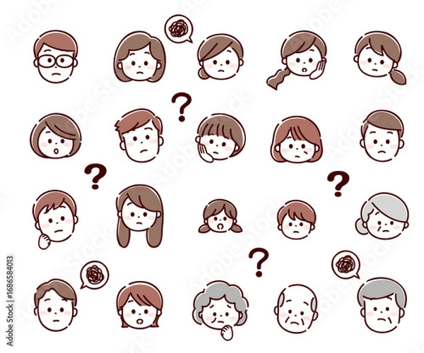 Obraz 困惑している多世代の人々の顔