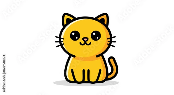 Fototapeta Cute Cat Vector SVG Illustration in Flat Design Style with Bright Yellow Color and Large Eyes for Digital and Web Use