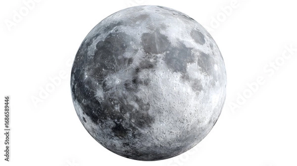 Fototapeta bright full moon globe in grey tones isolated on white