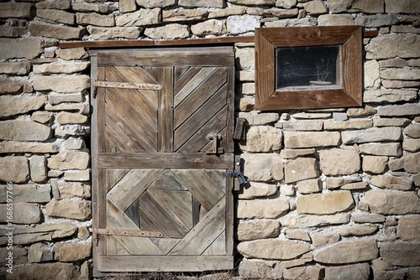 Fototapeta old stone house facade