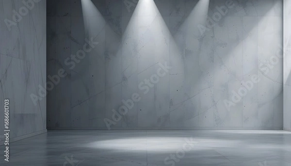 Fototapeta Minimal Elegance: Abstract Grey Background with Empty Room Spotlight Effect in Vector Graphic Style