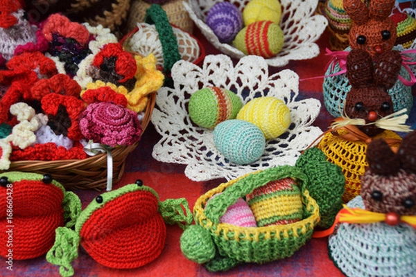 Fototapeta Easter eggs made on crochet