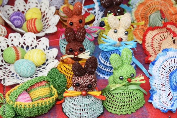 Obraz Easter eggs made on crochet