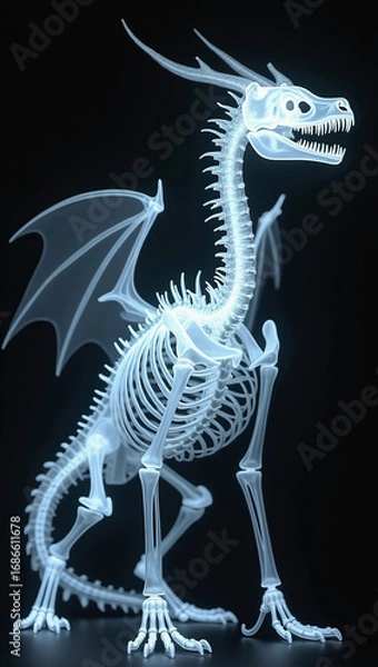 Fototapeta ドラゴンのレントゲン写真、モノクロ