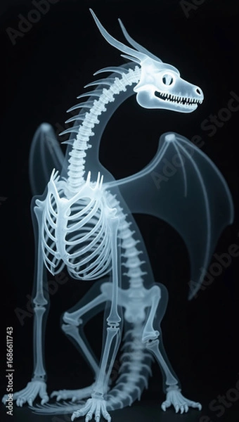 Fototapeta ドラゴンのレントゲン写真、モノクロ