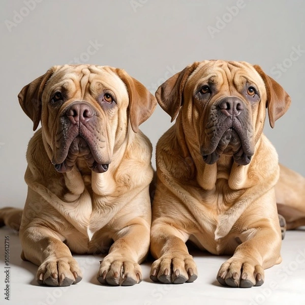 Obraz Two large tan dogs lying side-by-side