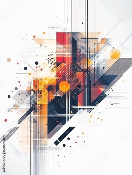 Fototapeta ultra quality picture of Abstract geometric shape technology digital hi tech background