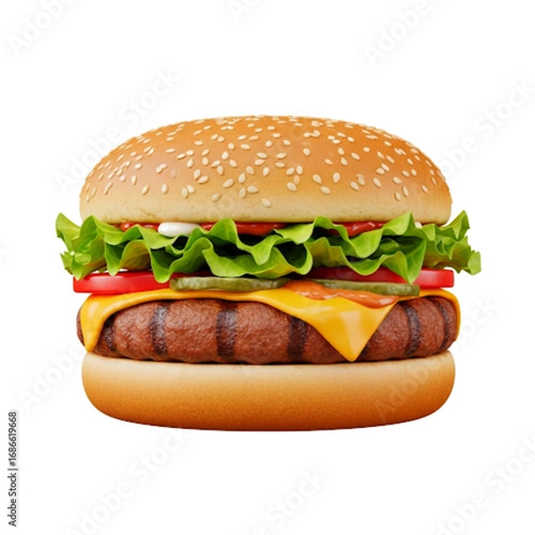 Obraz hamburger on a white background