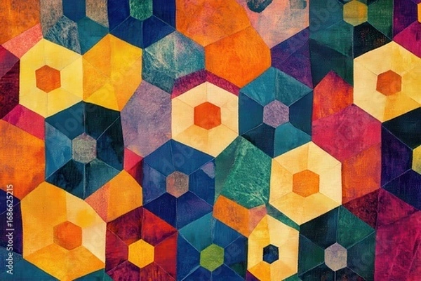 Fototapeta high resolution picture of Colorful art from Octagonal shapes and orange