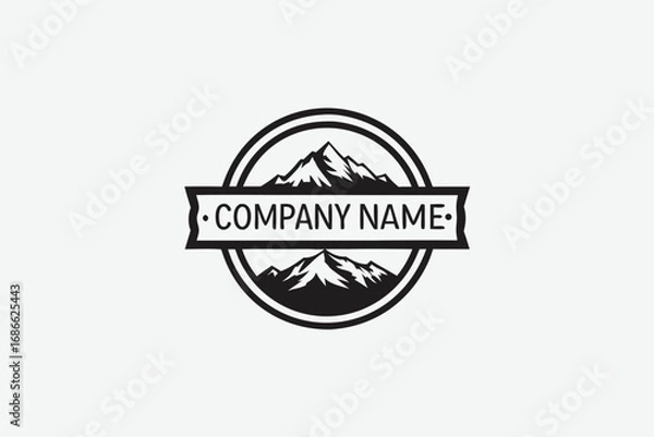 Fototapeta Mountain Peak Crest Icon with Double Circle on White Background