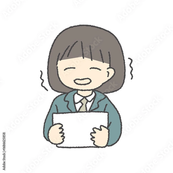 Fototapeta 걱정이 있는 귀여운 소녀 학생 일러스트