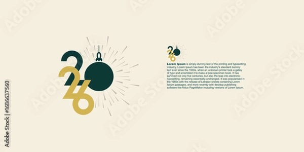 Obraz Festive 2026 design featuring a Christmas ornament and radiating lines, with text.