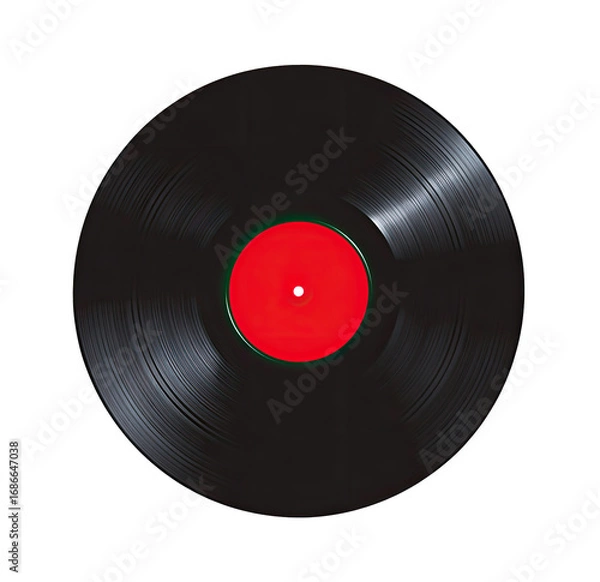 Obraz Black vinyl record with a vibrant red center
