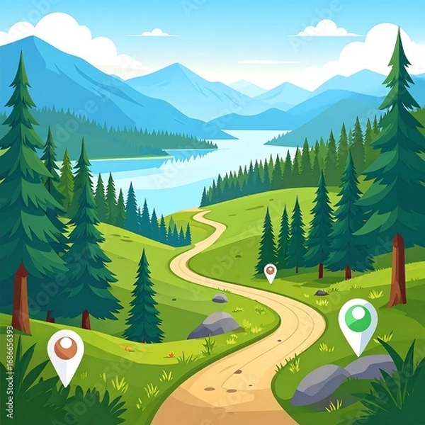 Obraz Winding path through scenic mountain landscape