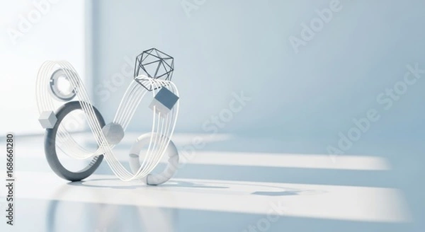Fototapeta Innovative Abstract 3D Render Representing Circular Economy Principles