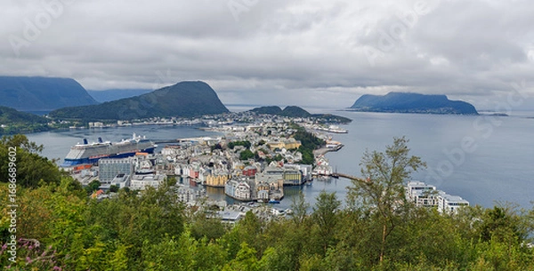 Obraz Amazing panoramic aerial view of Alesund. West coast of Norway