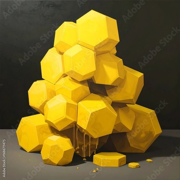 Obraz Yellow geometric forms melt and spill