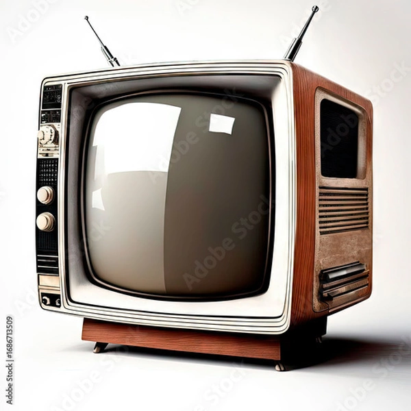 Obraz A funny old TV with space for text on a light background.