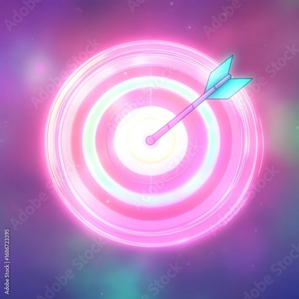 Obraz Arrow hitting pink glowing target
