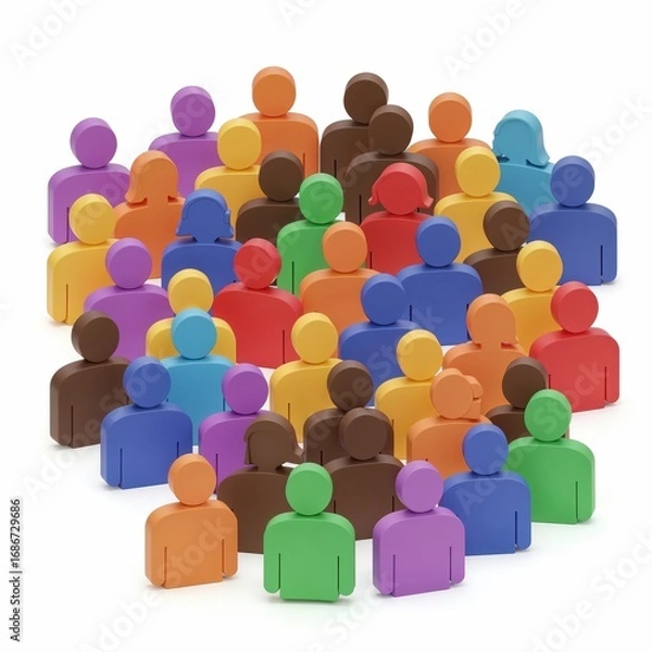 Fototapeta Unified Assembly: A vibrant assembly of abstract figures, each representing a unique individual, united in a circle, symbolizing unity, collaboration, and the power of diversity. 