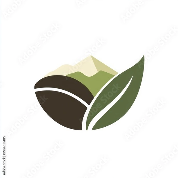 Obraz Minimalist coffee leaf logo in soft tones
