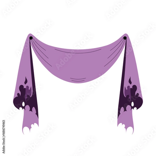 Obraz Wide old Halloween banner with ragged edges and ripped holes. Perfect for haunted house decor, spooky parties, posters and eerie festive designs. Creepy textile spooky vector illustration.