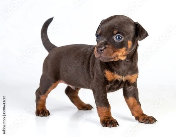 Obraz Adorable puppy, standing, curious expression