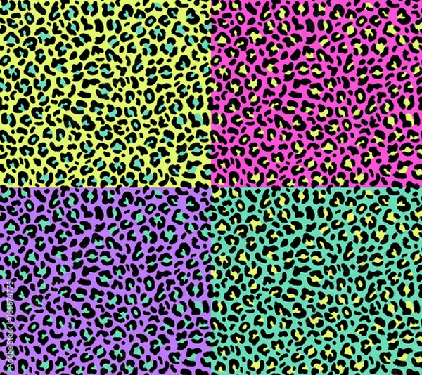 Obraz Set of four seamless leopard patterns