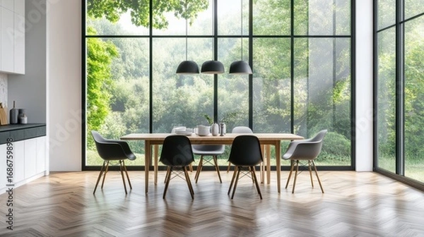 Obraz Contemporary Dining Space with Garden View
