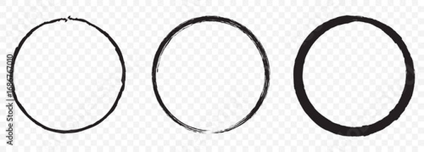 Fototapeta Grunge circles brush set. Black circle frames. Round line of black paint. Grunge round shapes on Transparent Background. EPS 10.