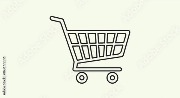 Obraz Minimalist outline of a shopping cart on a neutral background, representing commerce and retail.