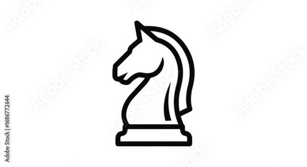 Obraz Iconic chess knight piece silhouette, representing strategy and intellect in games.