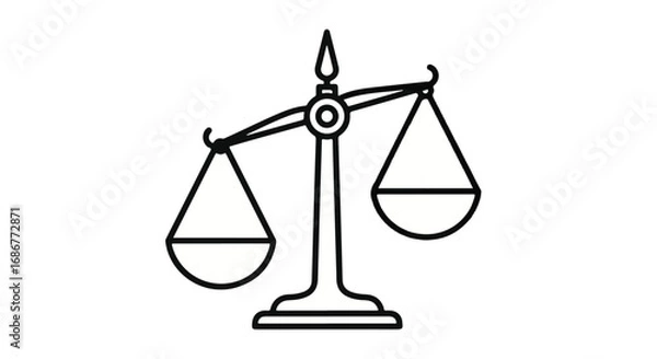 Obraz Simple line drawing of a balanced scale representing justice and fairness
